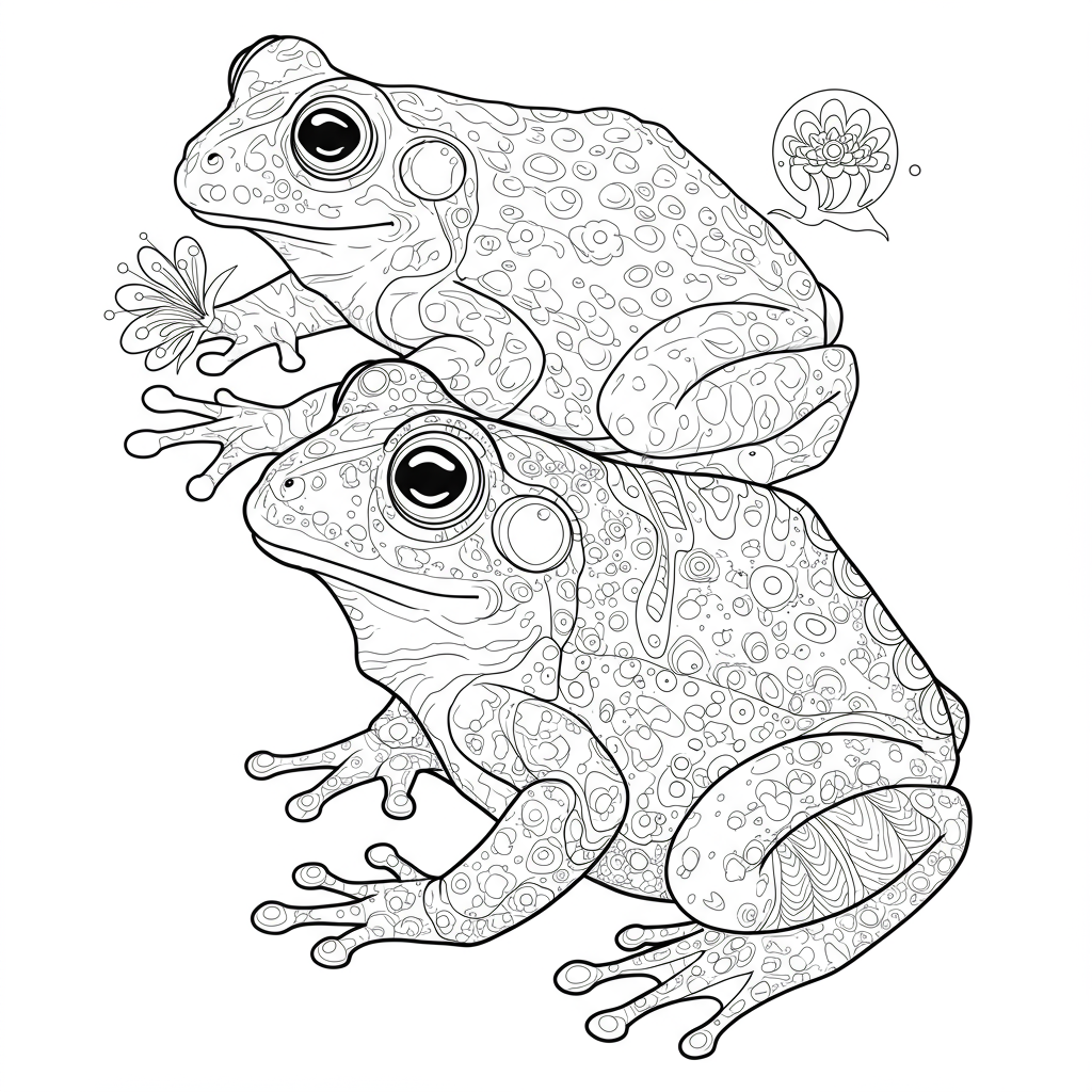 coloring book pages of frogs detailed coloring page