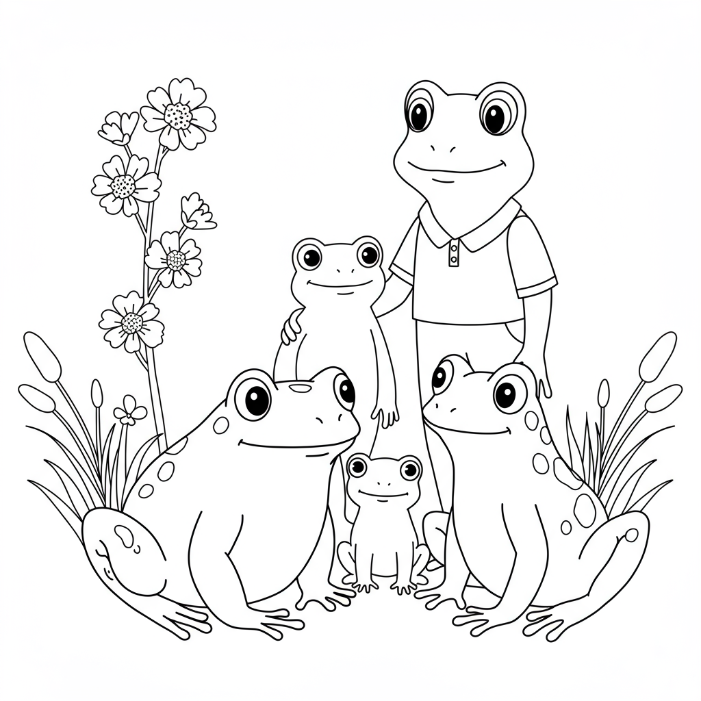 coloring book pages of frogs family coloring page