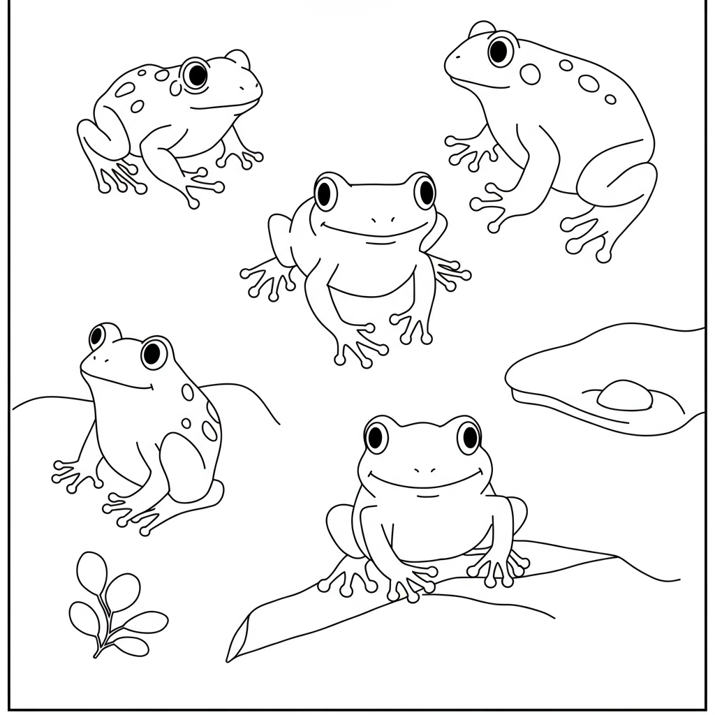 coloring book pages of frogs simple coloring page