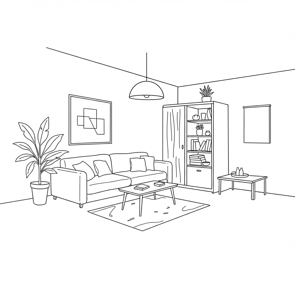 cozy abstract coloring page