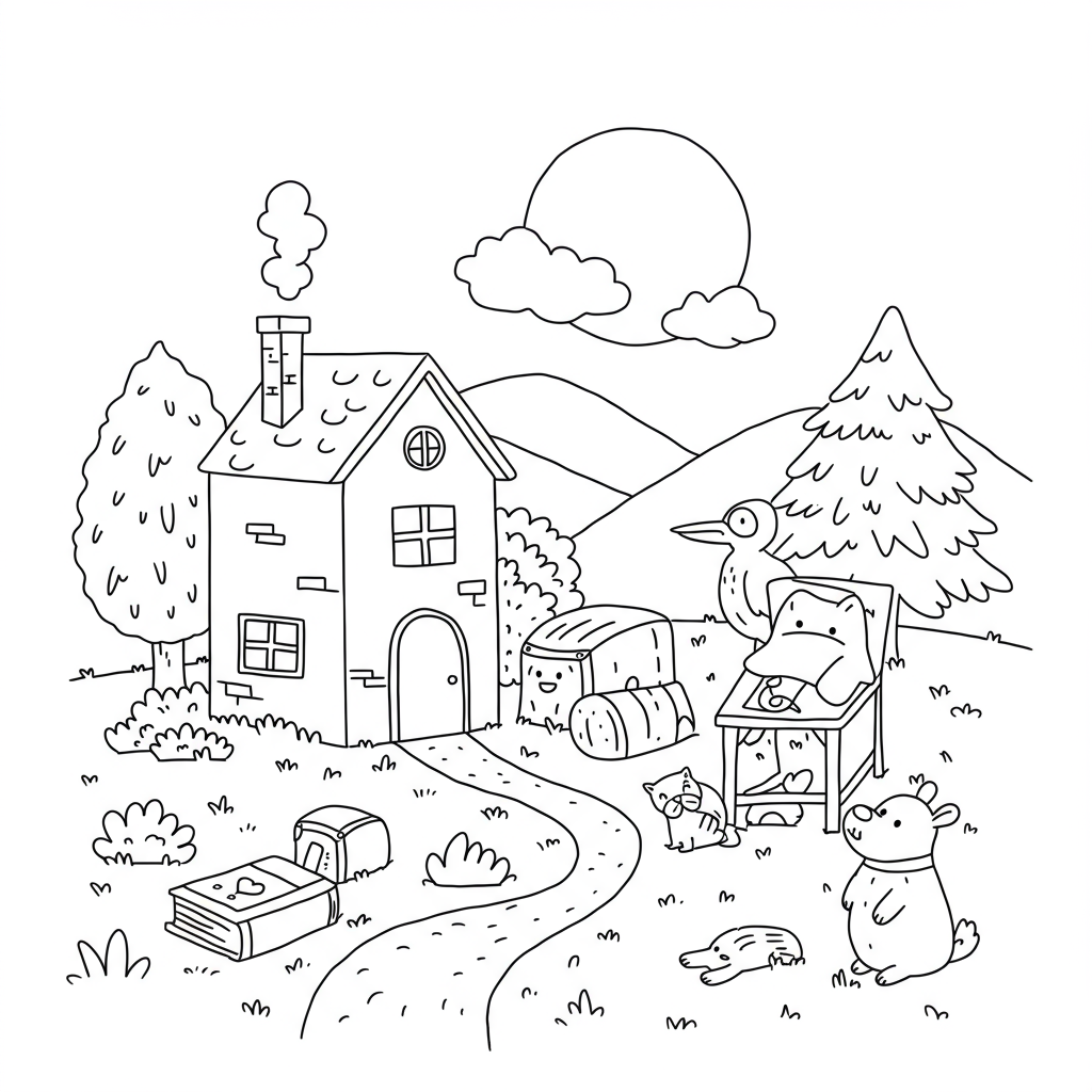 cozy cartoon coloring page