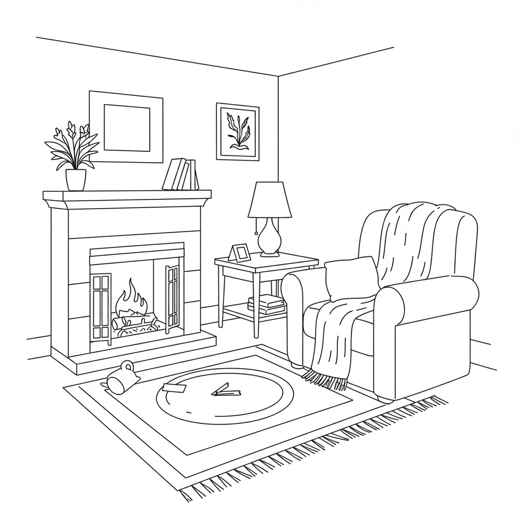 cozy easy coloring page
