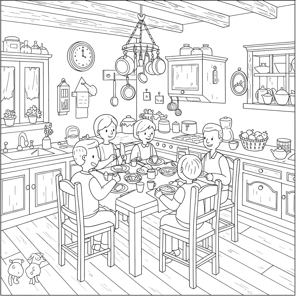 cozy family coloring page
