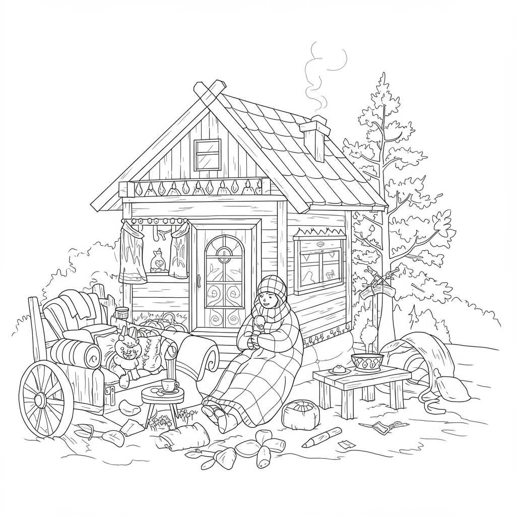 cozy portrait coloring page