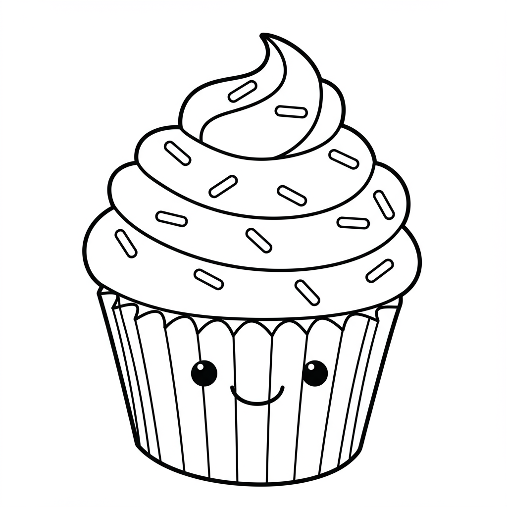 cupcake schattige kleurplaat