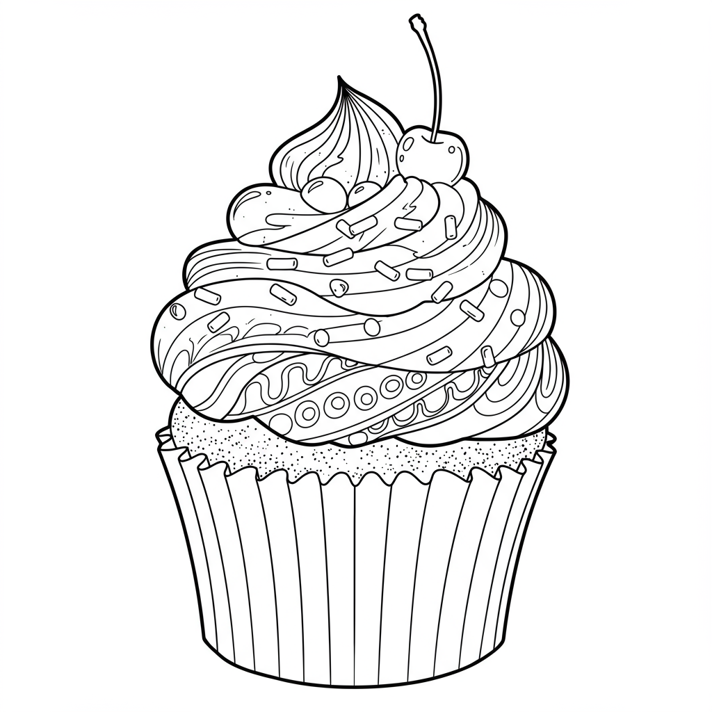 cupcake decoratieve kleurplaat