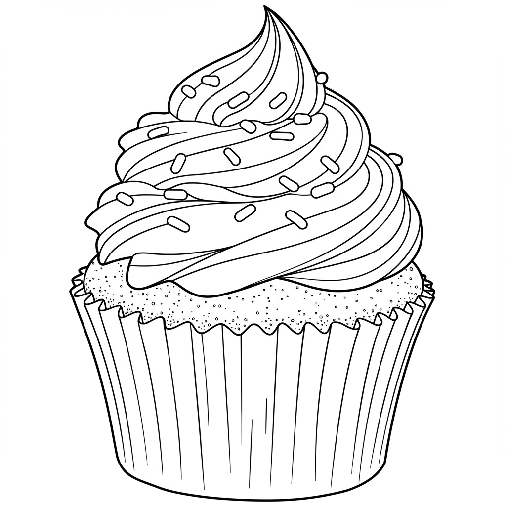 cupcake gedetailleerde kleurplaat