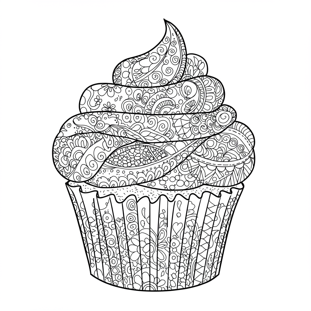 cupcake patroon kleurplaat