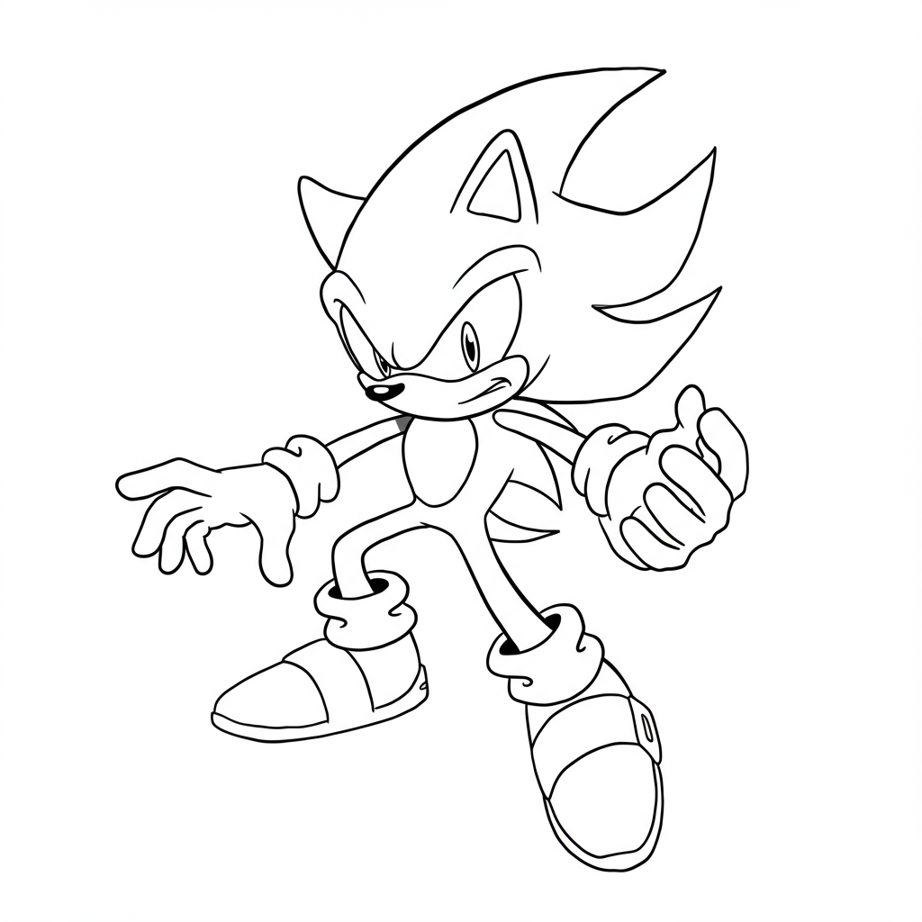 dark sonic action coloring page