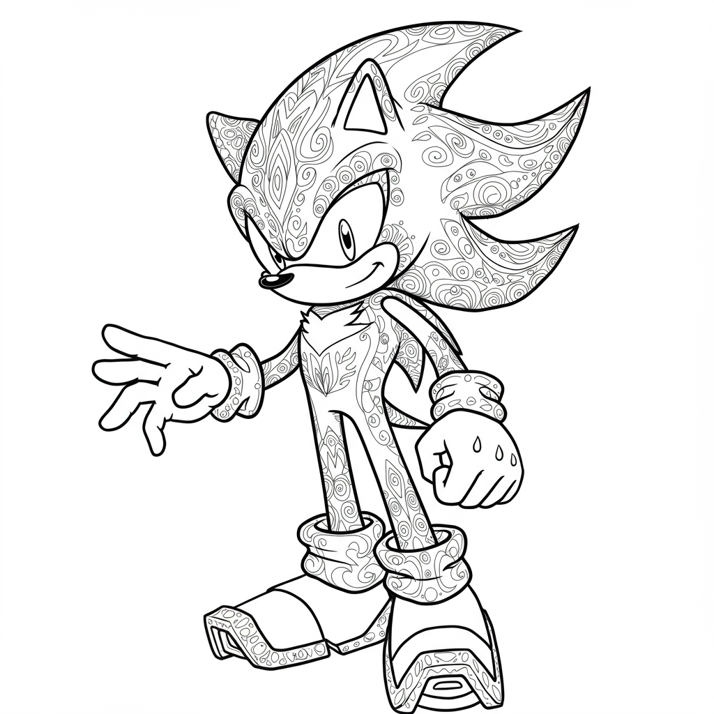dark sonic decorative coloring page