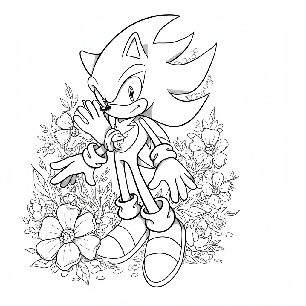 dark sonic flowers coloring page