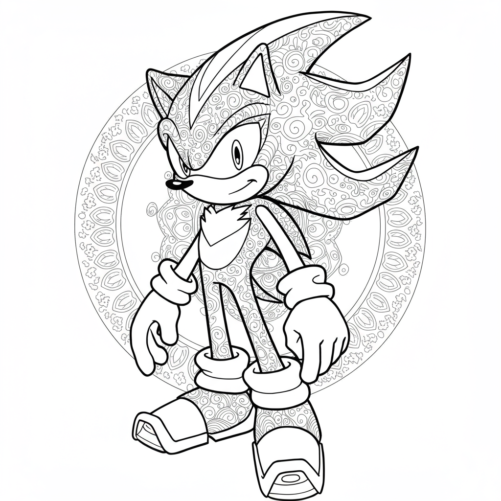 dark sonic mandala coloring page