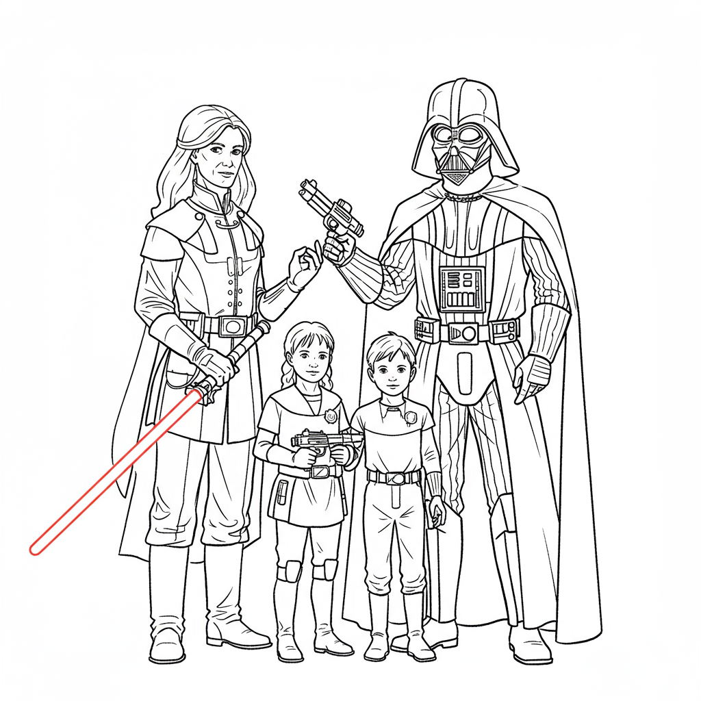 darth vader familie kleurplaat