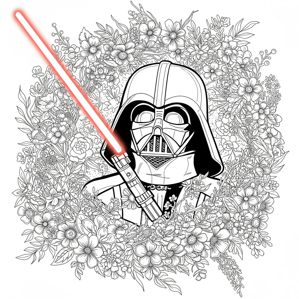 darth vader bloemen kleurplaat