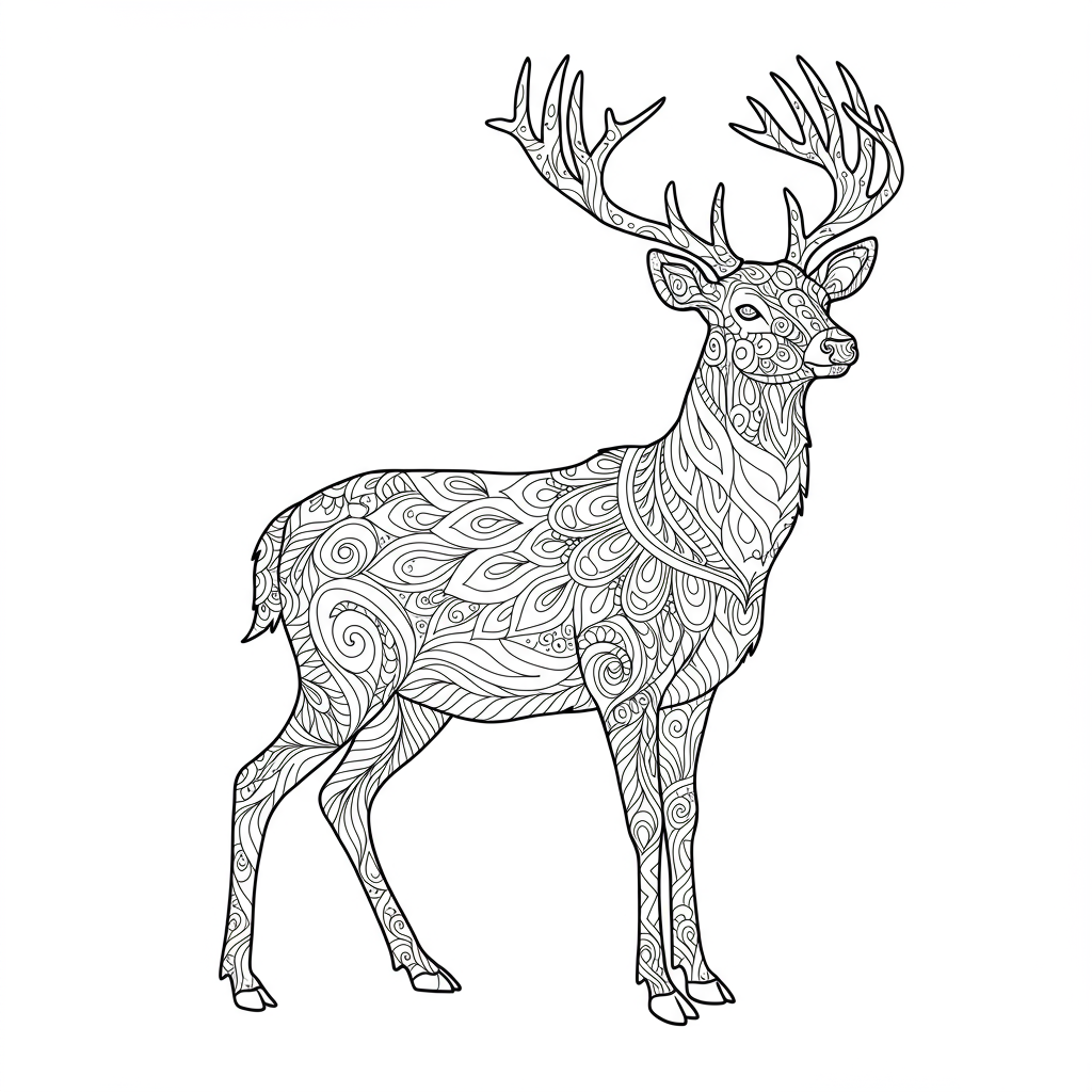 deer abstract coloring page