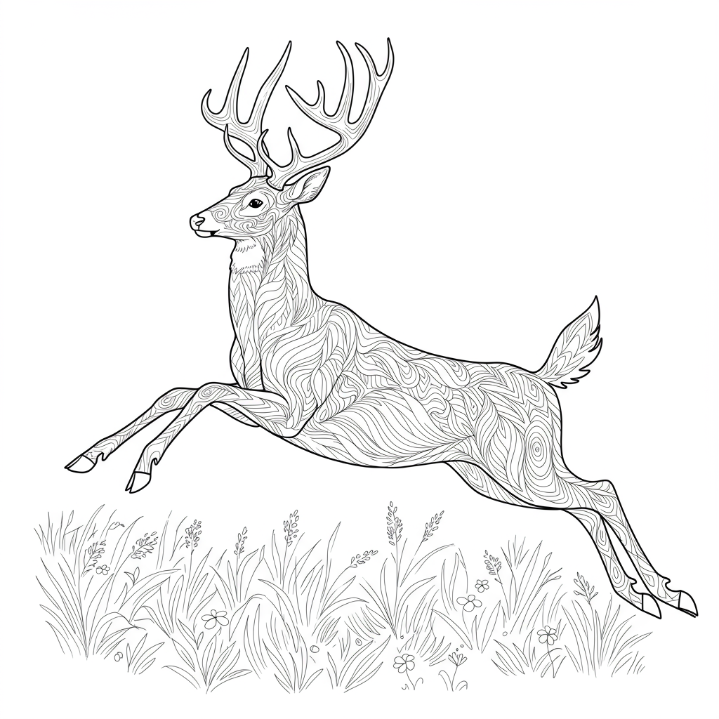 deer action coloring page