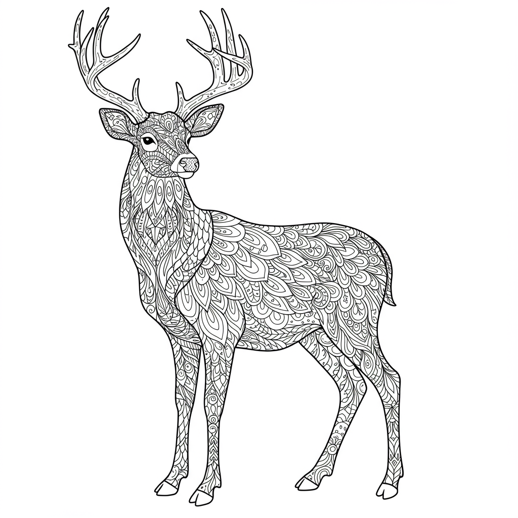 deer decorative coloring page