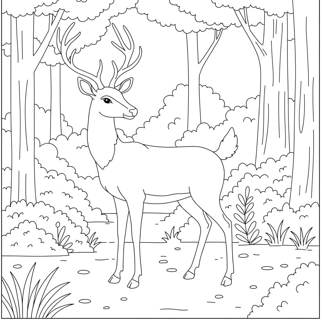 deer educational coloring page