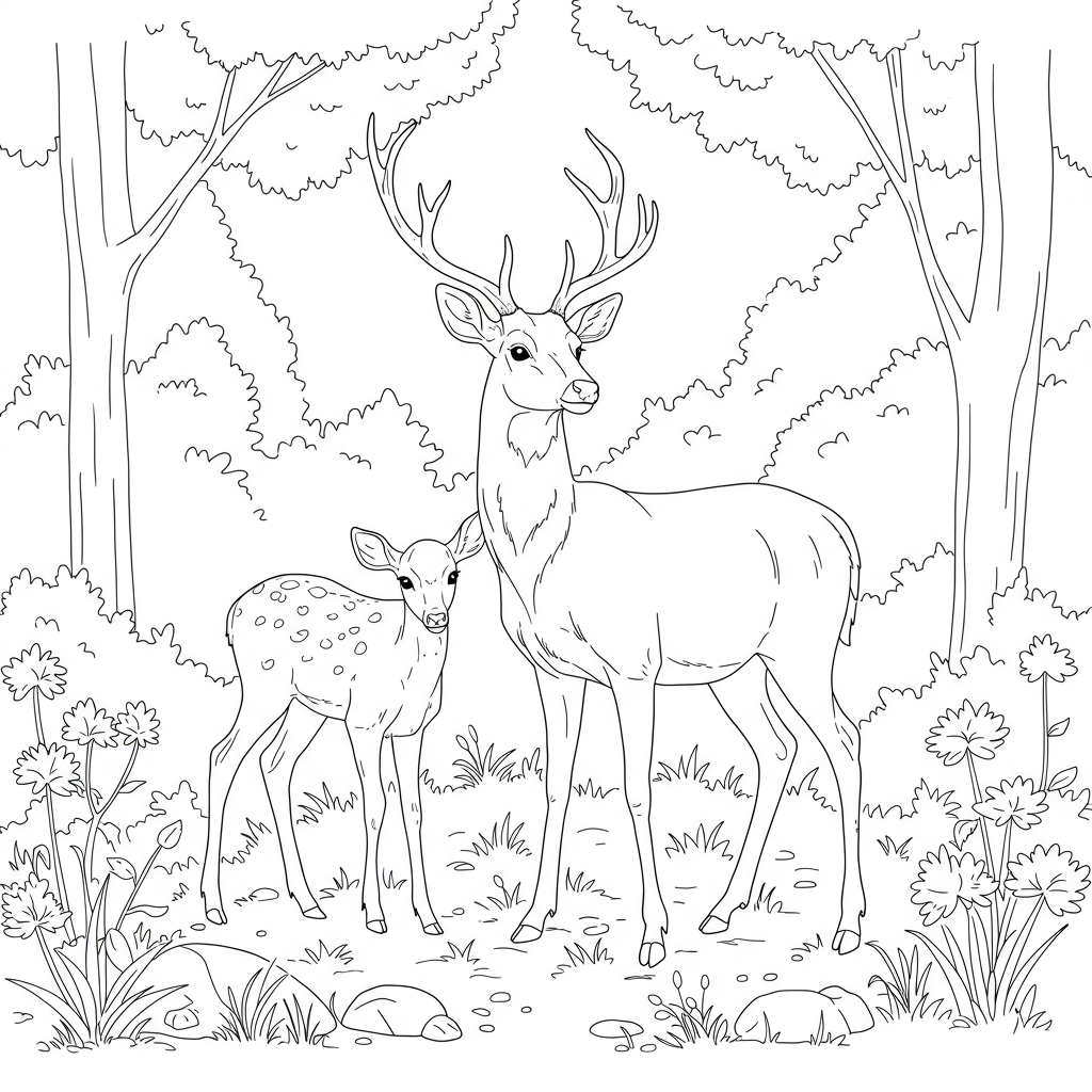 deer family coloring page