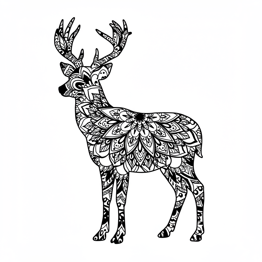 deer mandala coloring page
