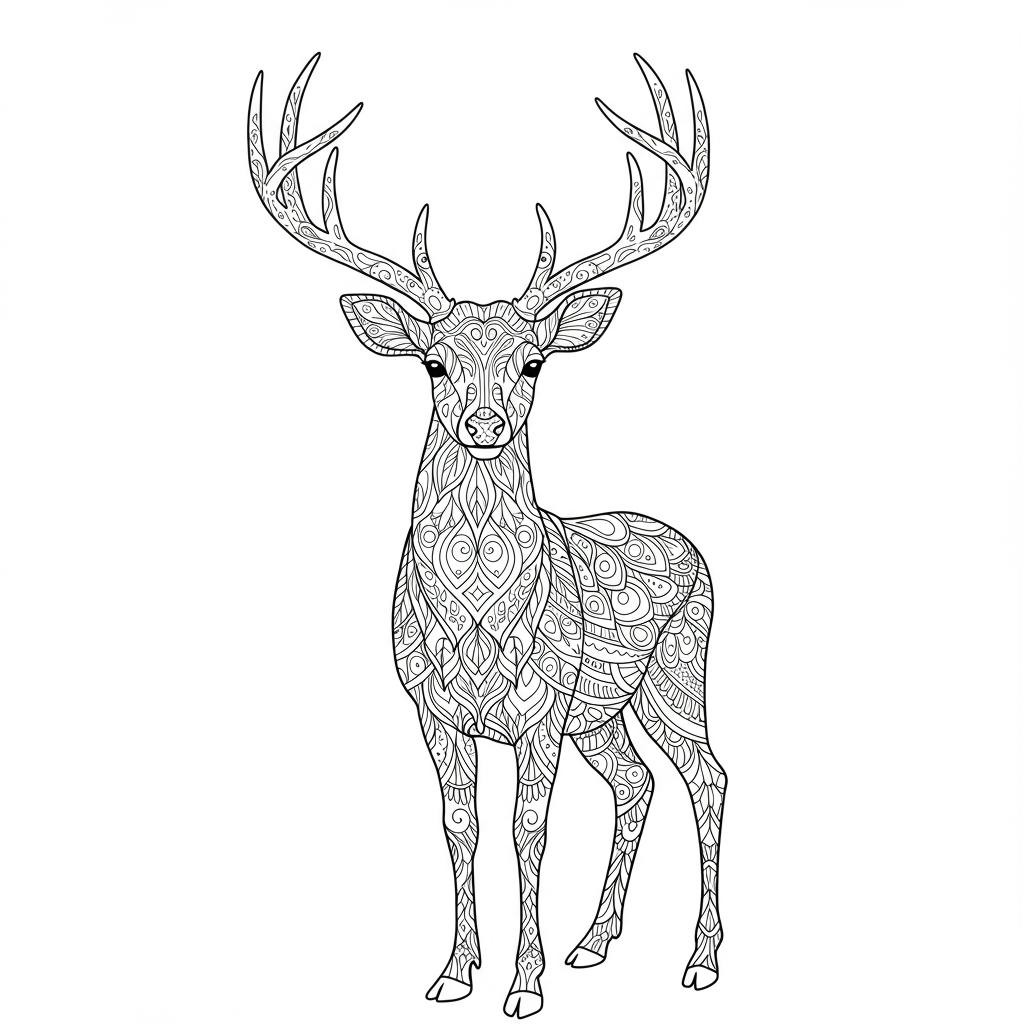 deer pattern coloring page
