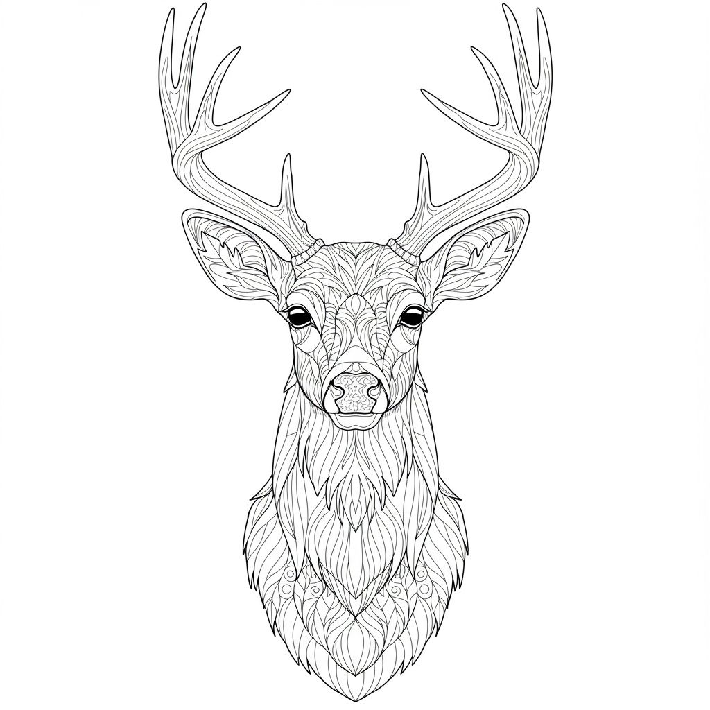 deer portrait coloring page