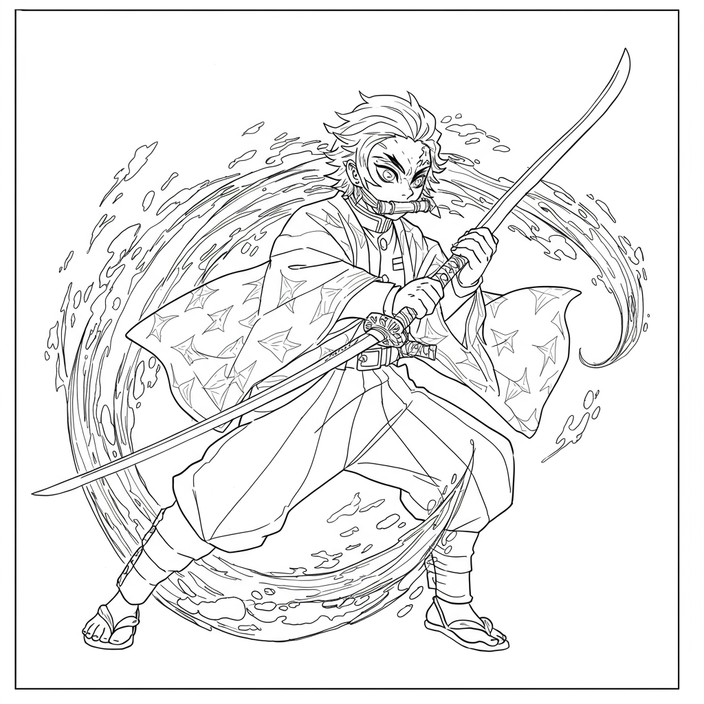 Demon Slayer abstrakte Malvorlage