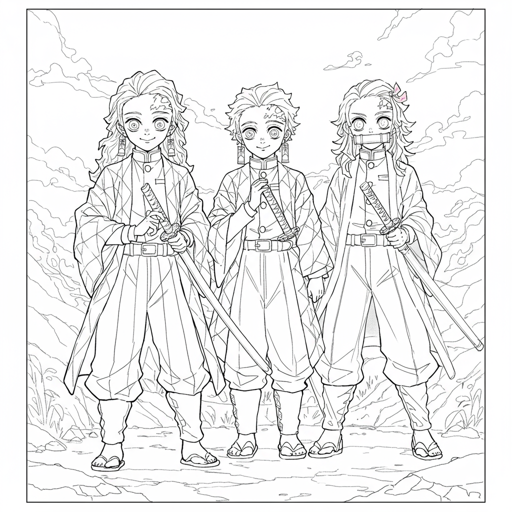 Demon Slayer Familien-Malvorlage
