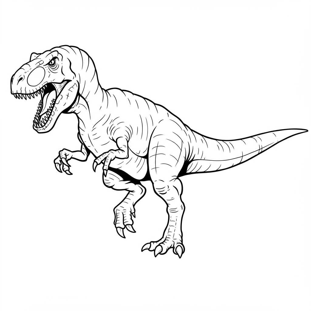 dino action coloring page