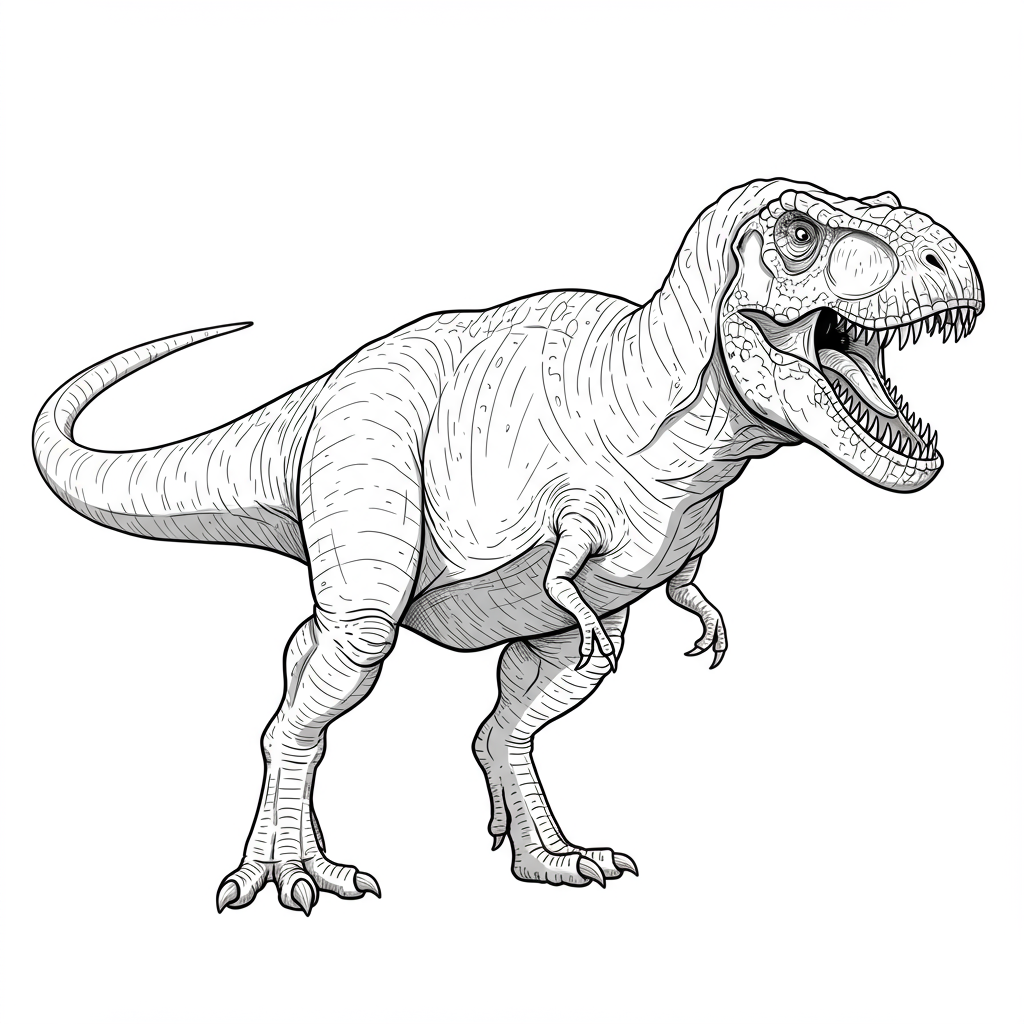 dino detailed coloring page