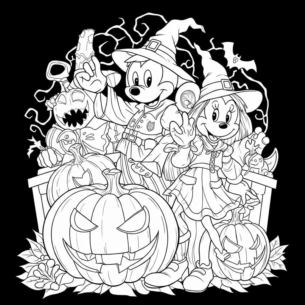disney halloween soyut boyama sayfası