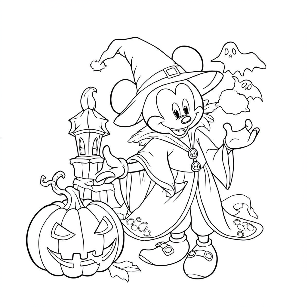 disney halloween sevimli boyama sayfası