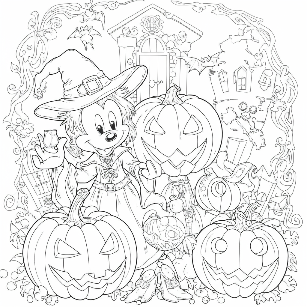 disney halloween dekoratif boyama sayfası