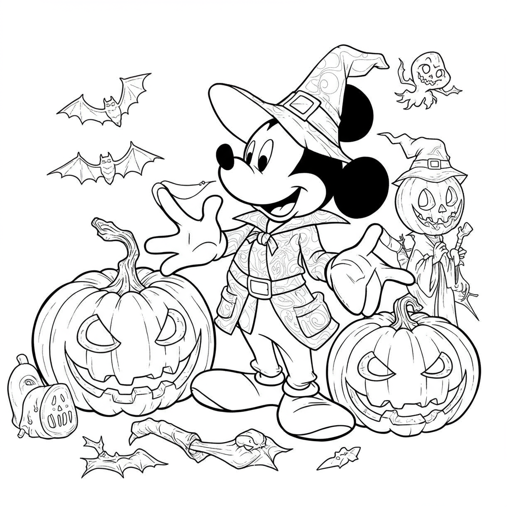 disney halloween detaylı boyama sayfası