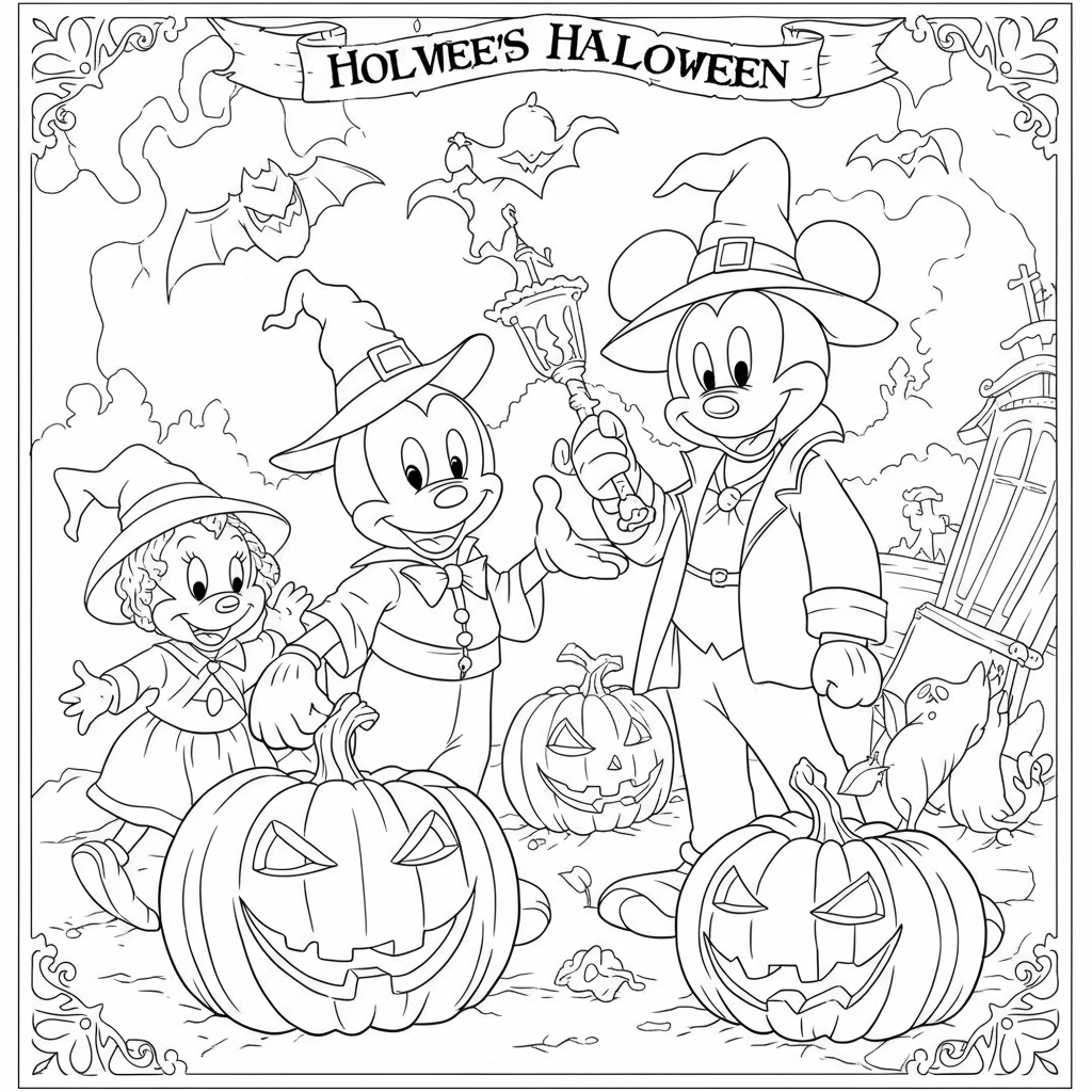 disney halloween eğitici boyama sayfası
