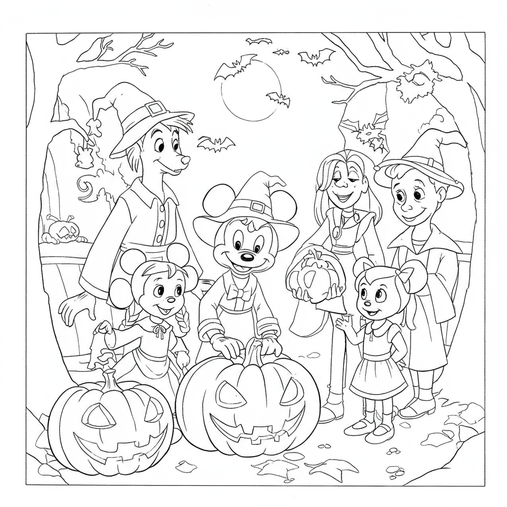 disney halloween aile boyama sayfası
