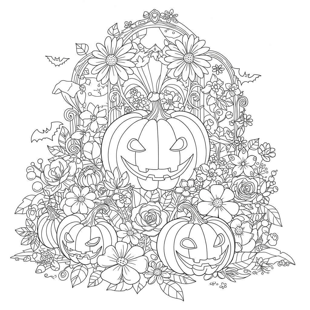 disney halloween çiçekler boyama sayfası