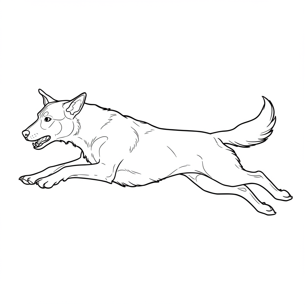 dog action coloring page