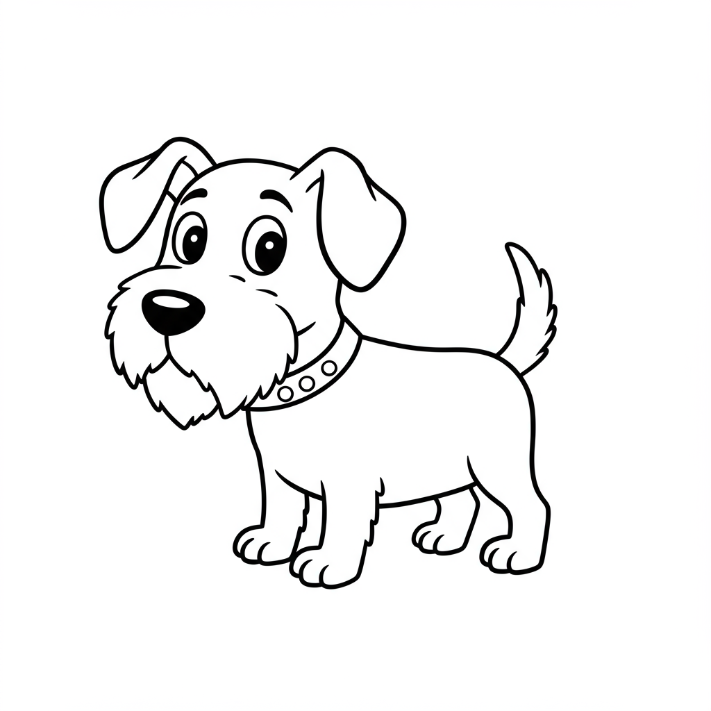 página para colorir de cachorro de desenho animado
