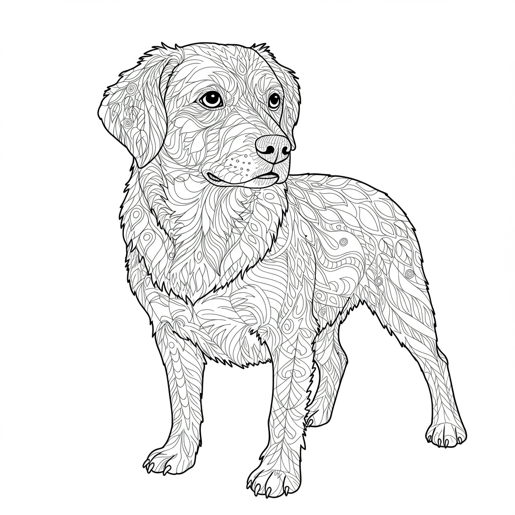 página para colorir de cachorro detalhado