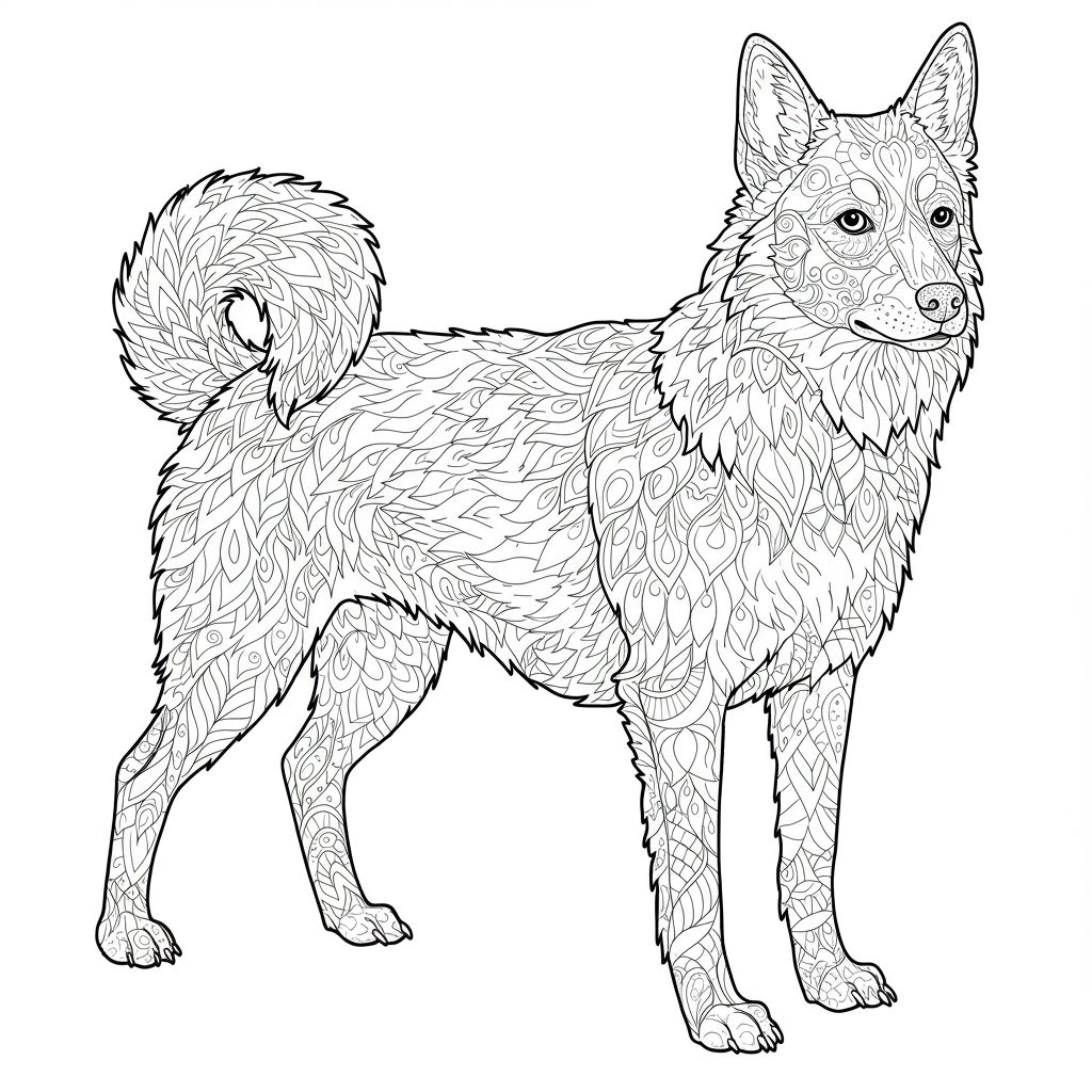 dog detailed coloring page