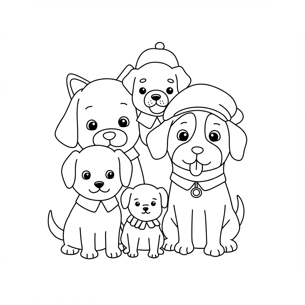 dog family coloring page