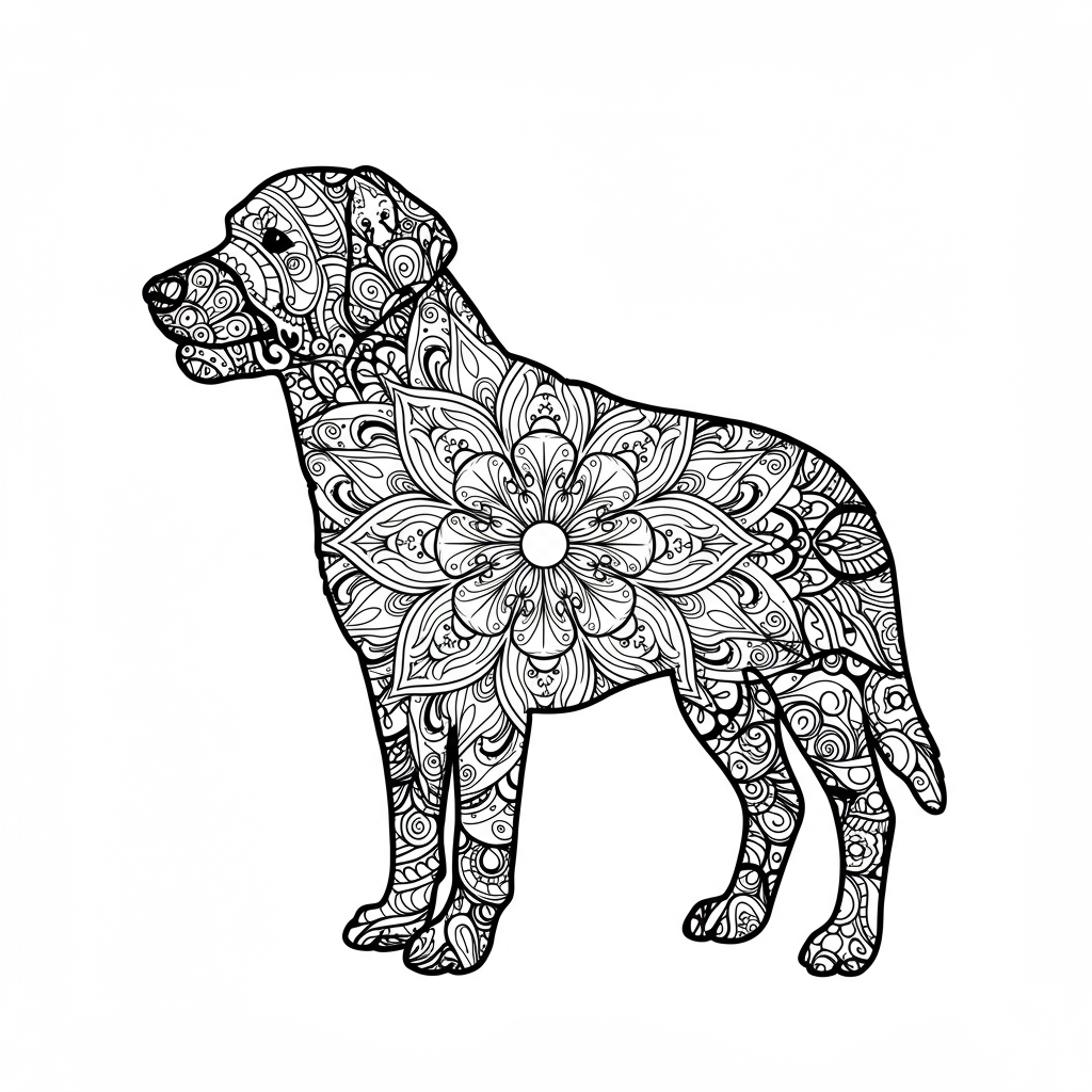 página para colorir de cachorro mandala