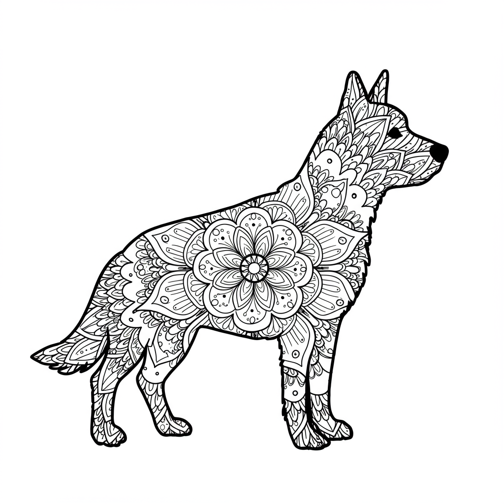 dog mandala coloring page
