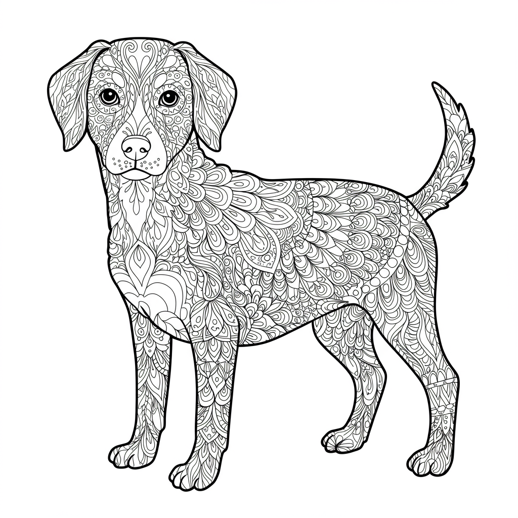 dog pattern coloring page