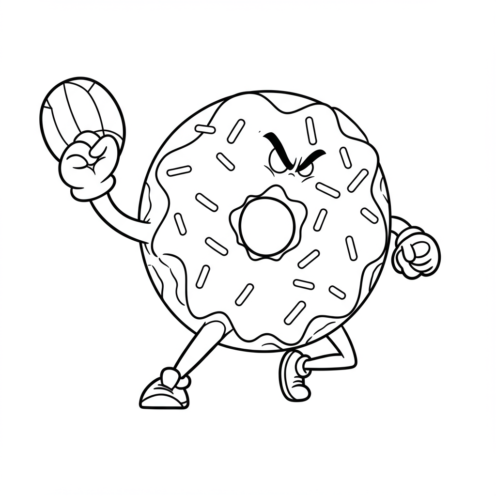 donut action coloring page