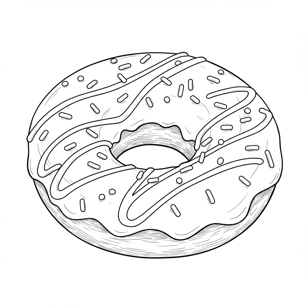 donut detailed coloring page