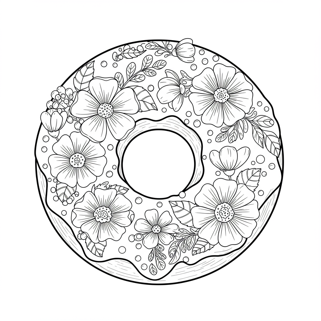 donut flowers coloring page