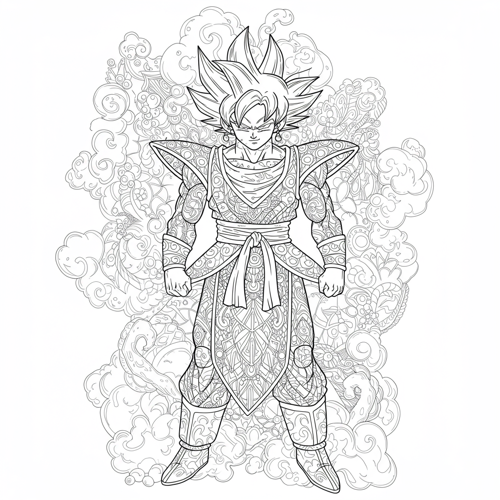 dragon ball z decoratieve kleurplaat