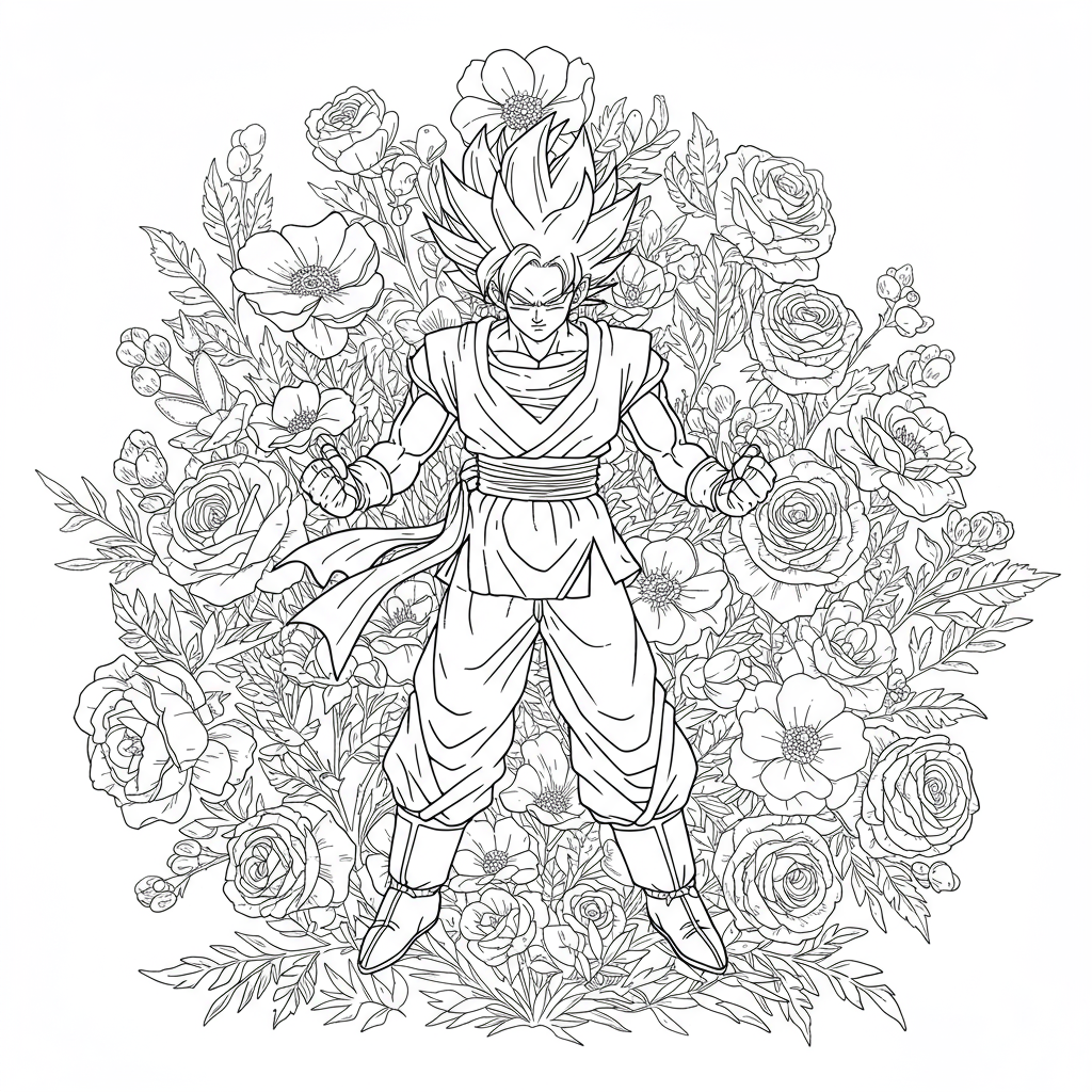 dragon ball z bloemen kleurplaat